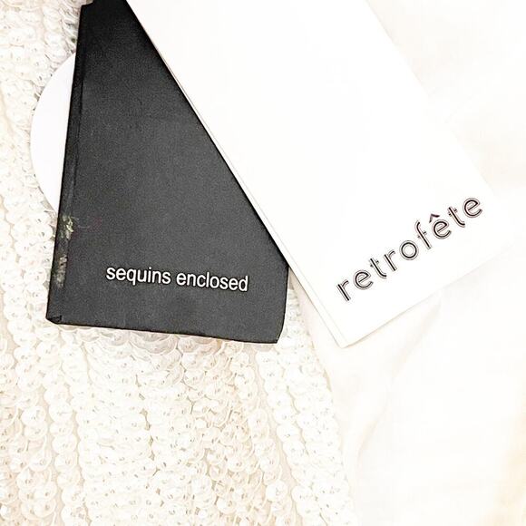 Retrofete Embellished Sequins Gabrielle Wrap Dress White Women's Size S NWT - Picture 10 of 12